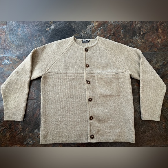 Men’s Meister knit Hagermeister Lert tan 100% new wool button cardigan. XL - Picture 8 of 14